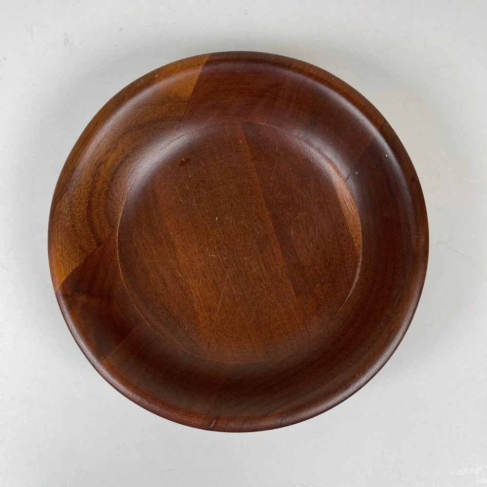 Vermillion Real Walnut Wood Trinket Bowl Brown Mid Century Modern MCM Decor